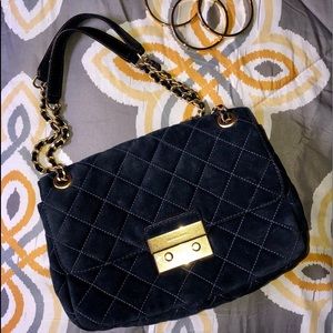 Michael Kors: Large Blue Sloan Quilted Suede